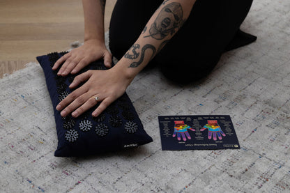 Acupressure Pillow – 44x22 cm|Heat-Bonded Spike Heads | Buckwheat Fill – Midnight Blue