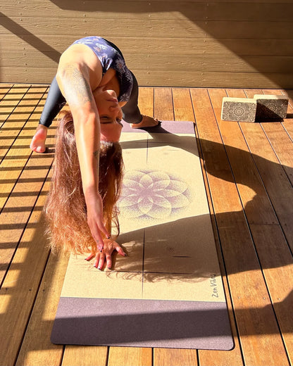 Extra-Thick 7mm Cork Yoga Mat - Flower Of Life Elements