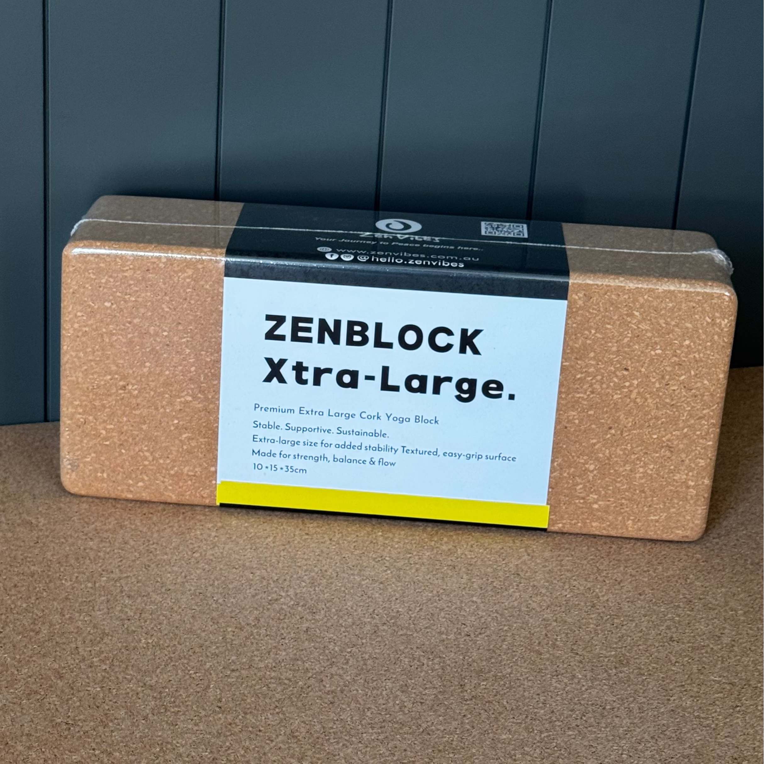 Zenvibes Xtra-Large Cork Yoga Block -35cm(L) x 15cm (W) x 10cm(Thick) - Zenvibes
