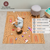 XXL Extra Large Cork Kids Play Mat - Colorful Rainbow Dots 135cm X 180cm