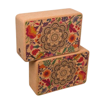 100% Natural Cork Printed Block - Ornamental Mandala Blocks - Pair