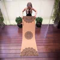 Comfort Cork Yoga Mat 5mm - Ornamental Treo Mandala ( Black) - Zenvibes