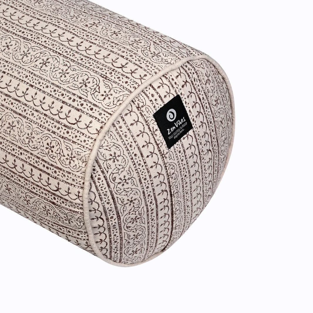 Round Yoga Bolster – Rustic Elegance, Handcrafted & Artisan-Made