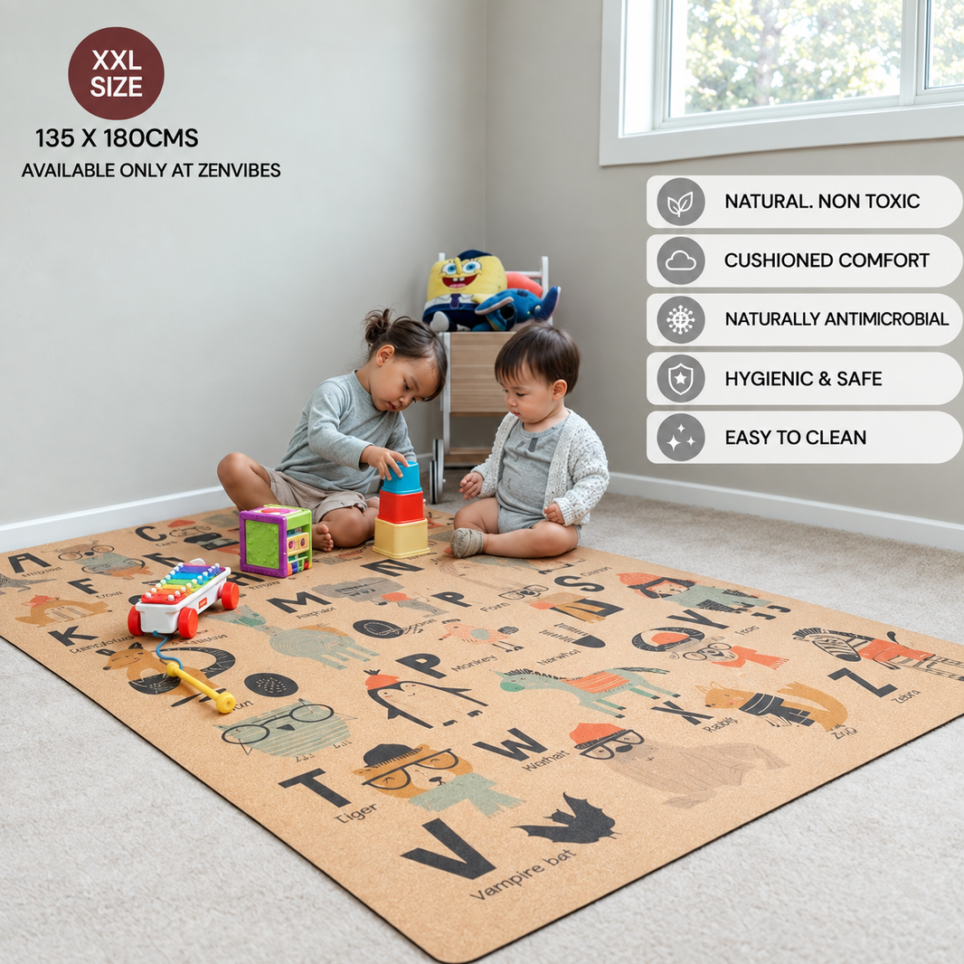 XXL Extra Large Cork Kids Play Mat - ABC Zoo|135 X 180cms