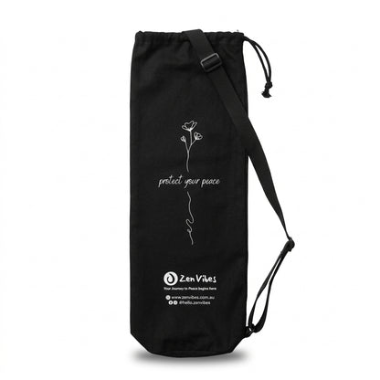 Zenvibes Yoga Mat Bag – Black Cotton Canvas | Protect Your Peace