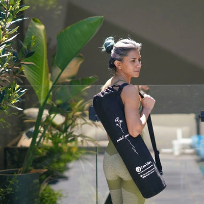 Zenvibes Yoga Mat Bag – Black Cotton Canvas | Protect Your Peace