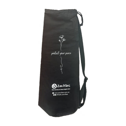 Zenvibes Yoga Mat Bag – Black Cotton Canvas | Protect Your Peace