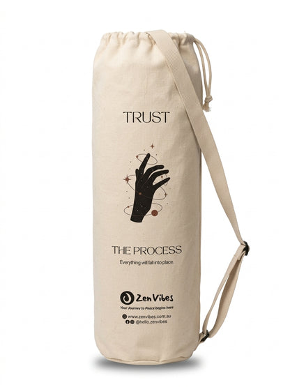 Zenvibes Yoga Mat Bag – Beige Cotton Canvas | Trust the Process