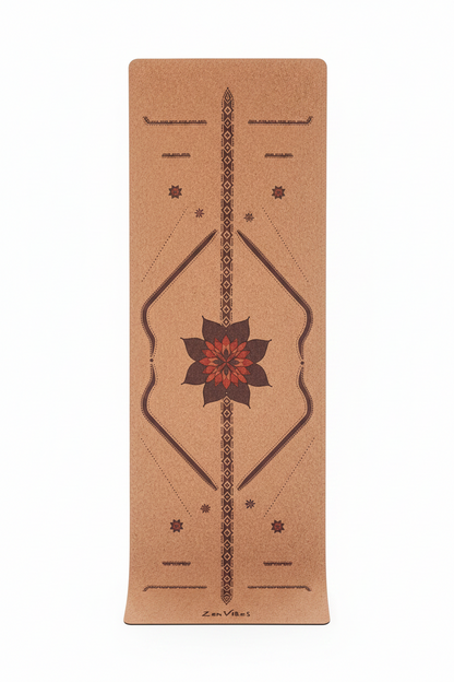 Comfort Cork Yoga Mat 5mm - Align & Bloom (New Pebble Cork Texture)