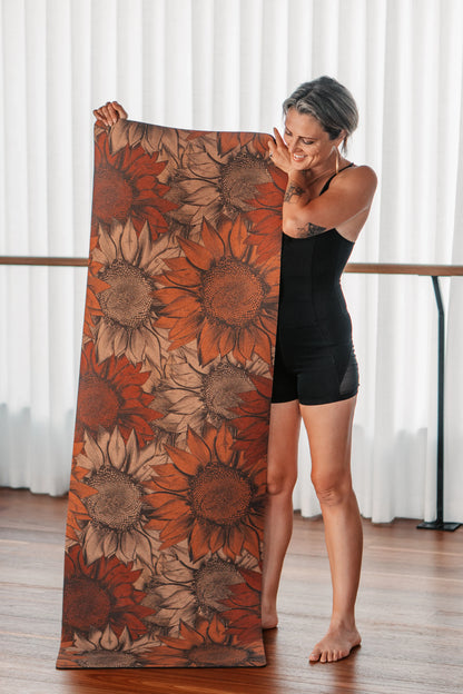 Comfort Cork Yoga Mat 5mm -Handdrawn Sunflower