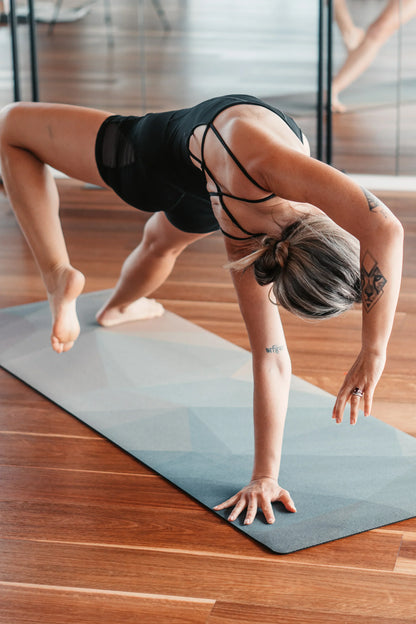 Travel 2mm Cork Yoga Mat - Polygon Abstract