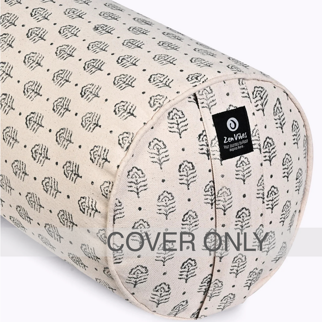 Round Yoga Bolster – Floral Grace, Handcrafted & Artisan-Made - Cover Only