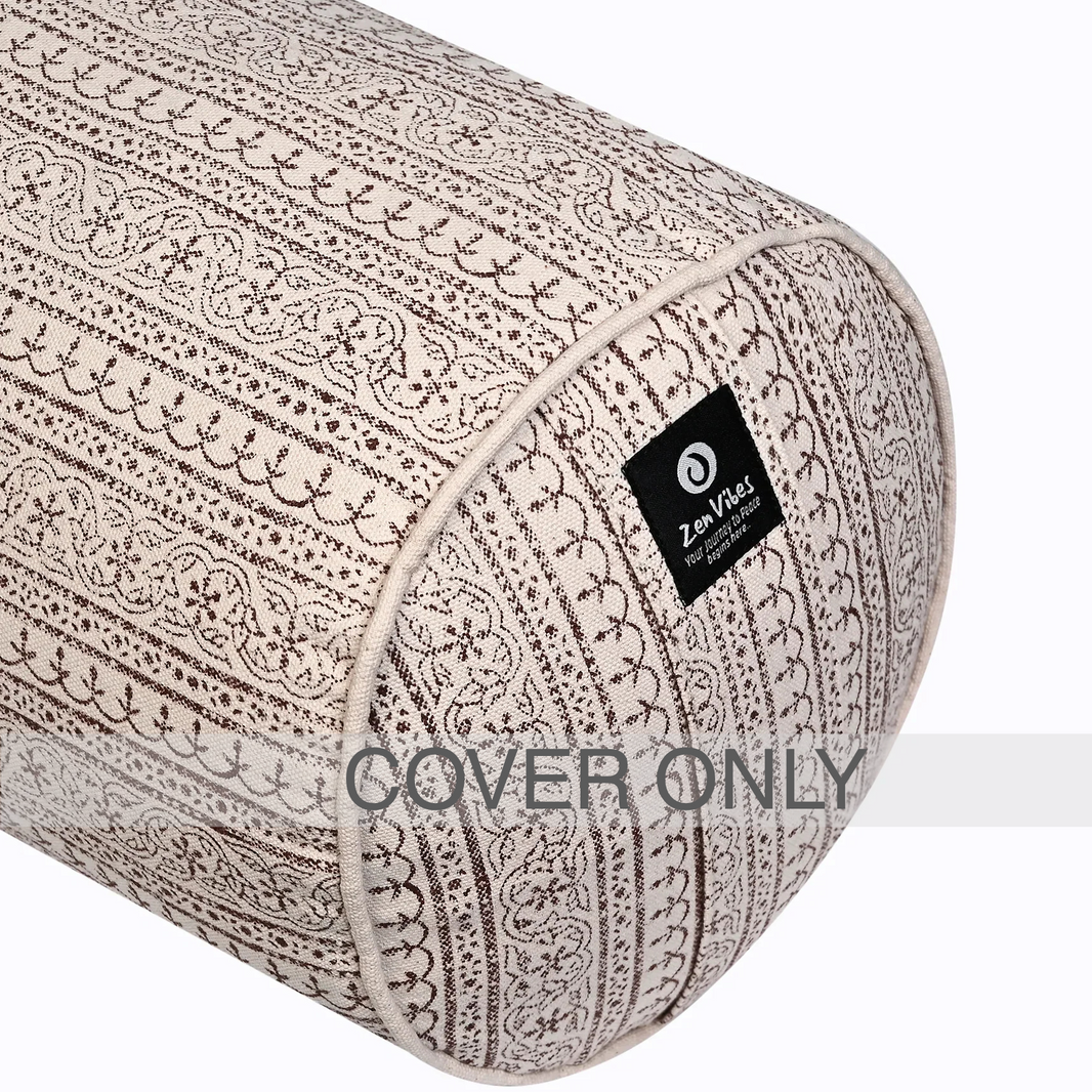 Round Yoga Bolster – Rustic Elegance, Handcrafted & Artisan-Made -Cover Only
