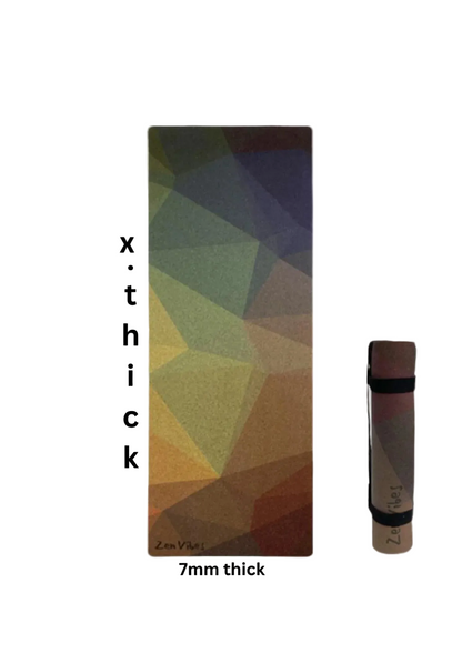 Extra-Thick Cork Yoga Mat 7mm - Polygon Abstract