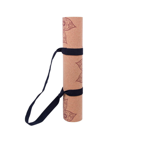 Premium Cork Yoga Mat with Rubber Back | Decorative Floral Mandala - Brick | 4.5 mm - Zenvibes