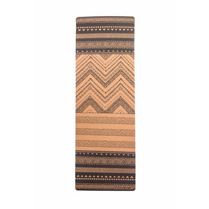 Premium Cork Yoga Mat with Rubber Back | Tribal Geometry - Black | 4.5 mm - Zenvibes