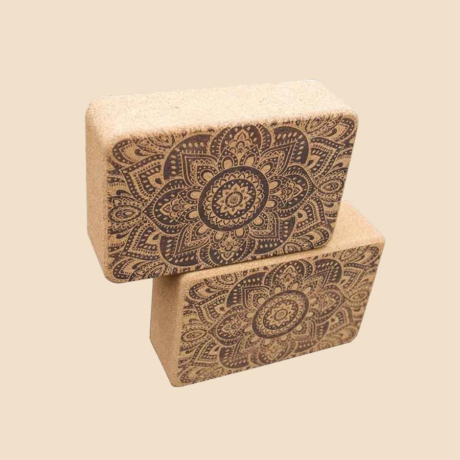 100% Natural Cork Printed Block | Mandala - Black | Pair - Zenvibes