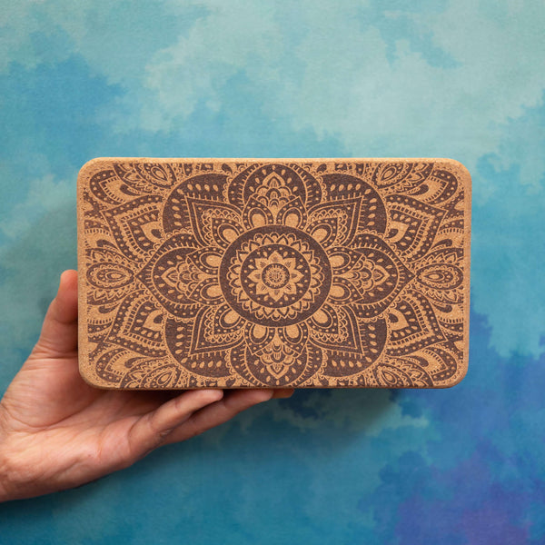 100% Natural Cork Printed Block | Mandala - Black - Zenvibes