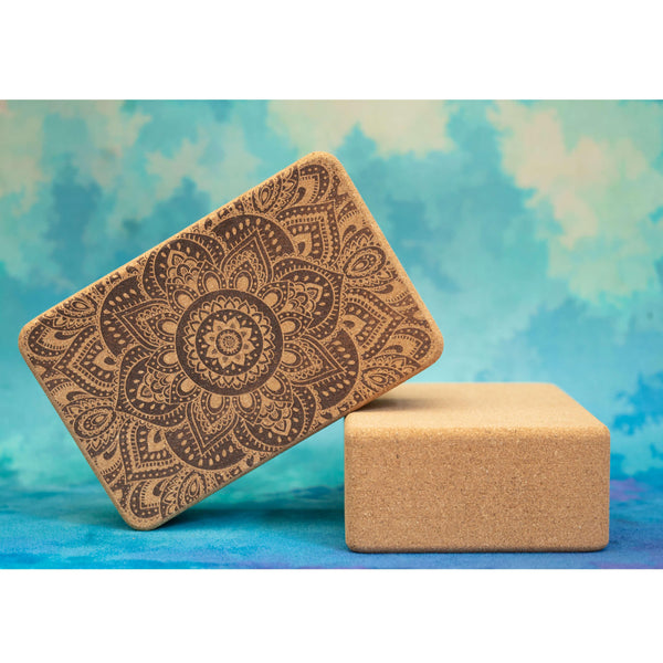 100% Natural Cork Printed Block | Mandala - Black - Zenvibes