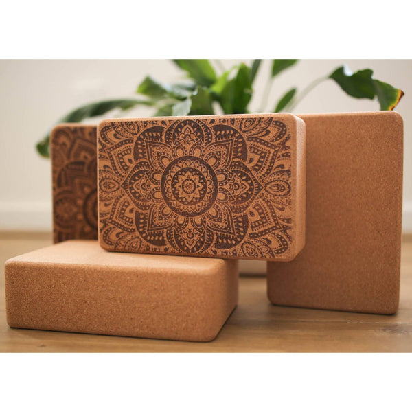 100% Natural Cork Printed Block | Mandala - Black - Zenvibes