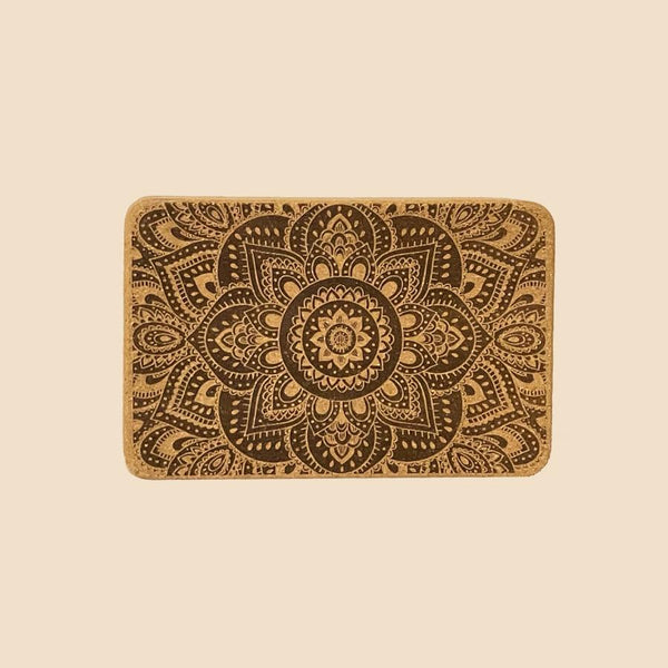 100% Natural Cork Printed Block | Mandala - Black - Zenvibes