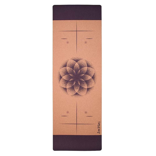 Premium Cork Yoga Mat with Rubber Back | Flower Of Life Elements | 4.5 mm - Zenvibes