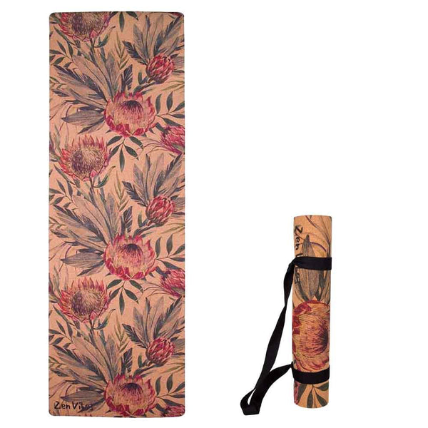 Travel Cork Yoga Mat with Rubber Back | Proteus Aussie Palm | 2mm - Zenvibes