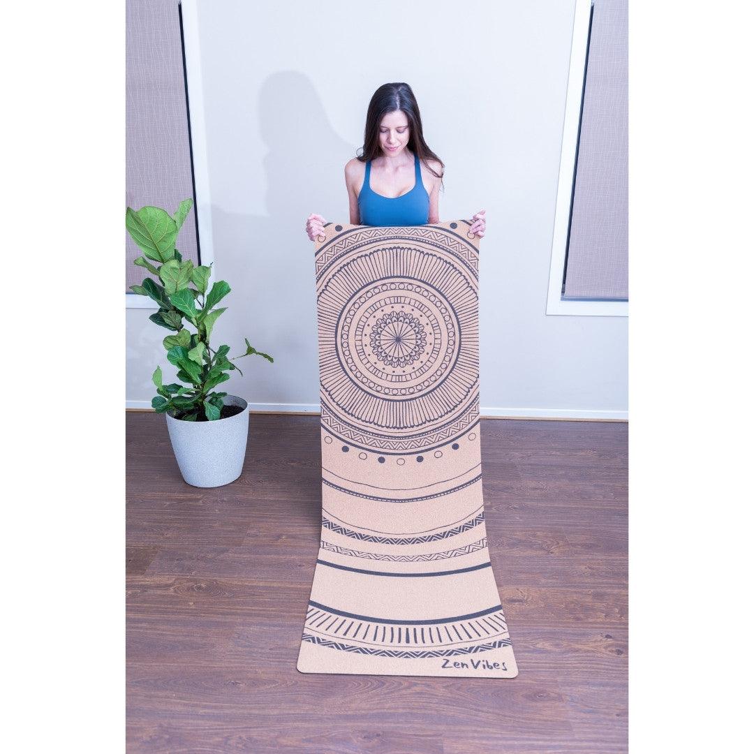 Premium Cork Yoga Mat with Rubber Back | Circles of Light | 4.5 mm - Zenvibes