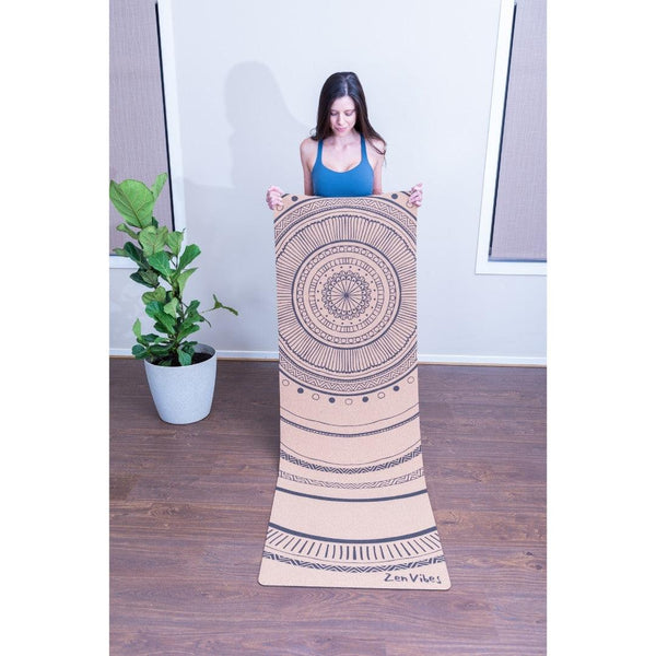 Premium Cork Yoga Mat with Rubber Back | Circles of Light | 4.5 mm - Zenvibes