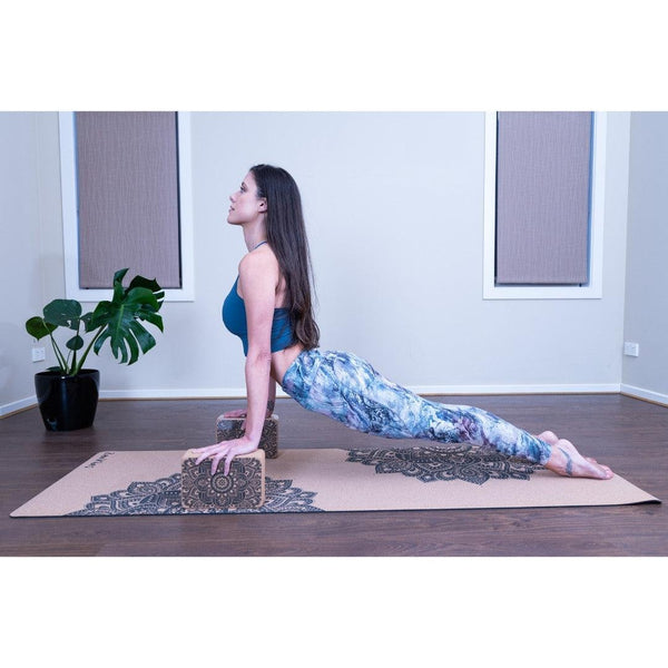 Premium Cork Yoga Mat with Rubber Back | Mandala - Black | 4.5 mm - Zenvibes
