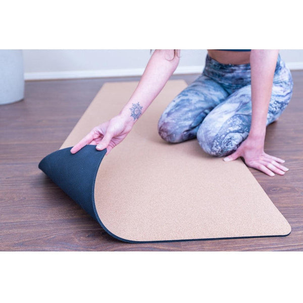 Extra Thick Cork Yoga Mat with Rubber Back + Cotton Bag | Plain | 7 mm - Zenvibes