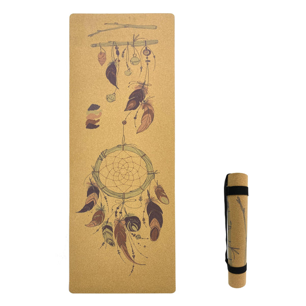 Premium Cork Yoga Mat with Rubber Back | Dream Catcher | 4.5 mm - Zenvibes