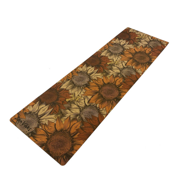 Premium Cork Yoga Mat with Rubber Back | Handdrawn Sunflower | 4.5 mm - Zenvibes