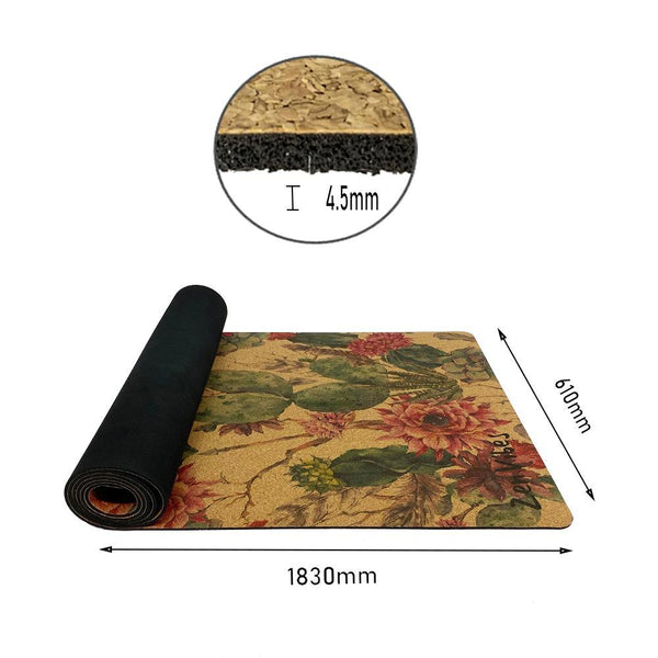 Premium Cork Yoga Mat with Rubber Back | Natural Cactus | 4.5 mm - Zenvibes