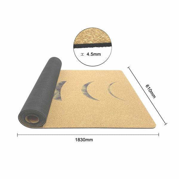 Premium Cork Yoga Mat with Rubber Back | Moon Phase | 4.5 mm - Zenvibes