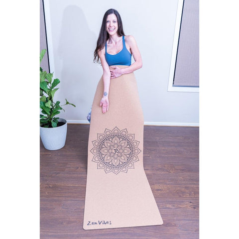 Premium Cork Yoga Mat with Rubber Back | Sunflower | 4.5 mm - Zenvibes