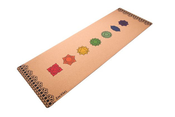 Premium Cork Yoga Mat with Rubber Back | 7- Chakra | 4.5 mm - Zenvibes