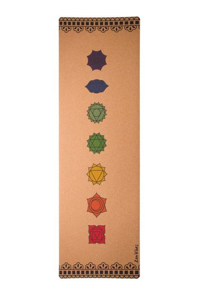 Premium Cork Yoga Mat with Rubber Back | 7- Chakra | 4.5 mm - Zenvibes