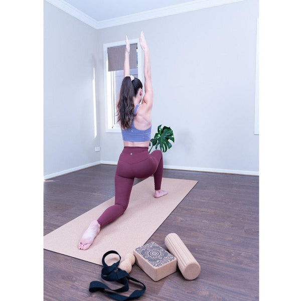 Extra Thick Cork Yoga Mat with Rubber Back + Cotton Bag | Plain | 7 mm - Zenvibes