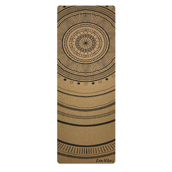 Premium Cork Yoga Mat with Rubber Back | Circles of Light | 4.5 mm - Zenvibes