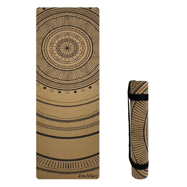 Premium Cork Yoga Mat with Rubber Back | Circles of Light | 4.5 mm - Zenvibes
