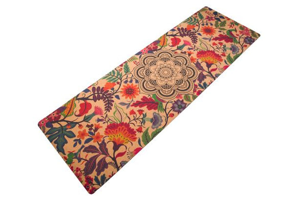 Extra Thick Cork Yoga Mat with Rubber Back +Cotton Bag| Ornamental Mandala | 7 mm - Zenvibes