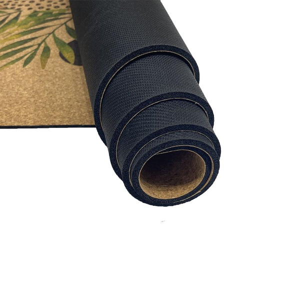 Premium Cork Yoga Mat with Rubber Back | Tropical Palm Abstract - Green | 4.5 mm - Zenvibes