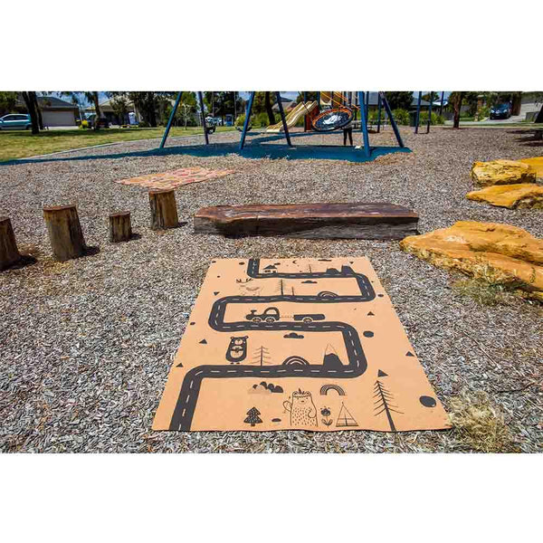 Premium Cork Kids Play Mat | Rectangle 135cm X 180cm | Roads and Tracks Adventure Rug - Zenvibes