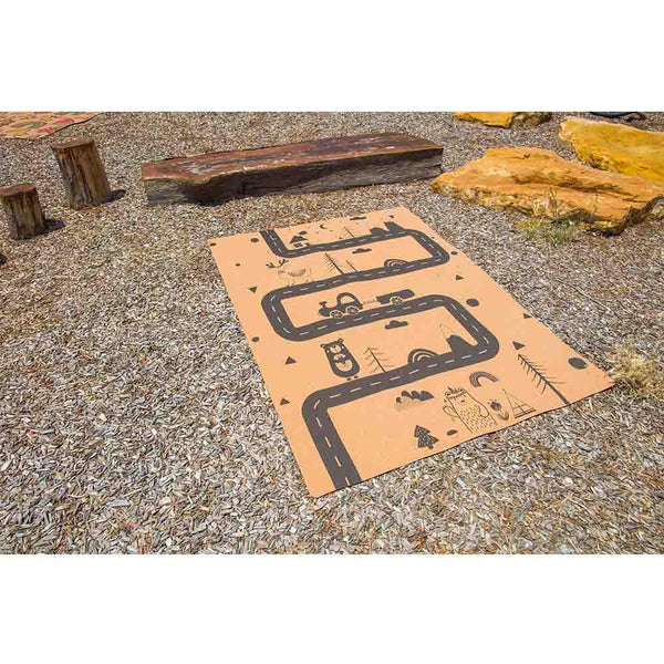 Premium Cork Kids Play Mat | Rectangle 135cm X 180cm | Roads and Tracks Adventure Rug - Zenvibes