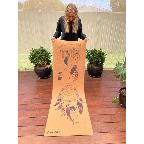 Premium Cork Yoga Mat with Rubber Back | Dream Catcher | 4.5 mm - Zenvibes