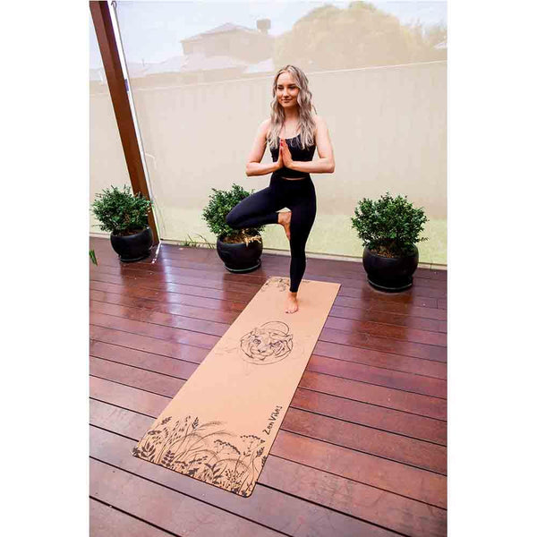 Premium Cork Yoga Mat with Rubber Back | Fearless Tiger | 4.5 mm - Zenvibes
