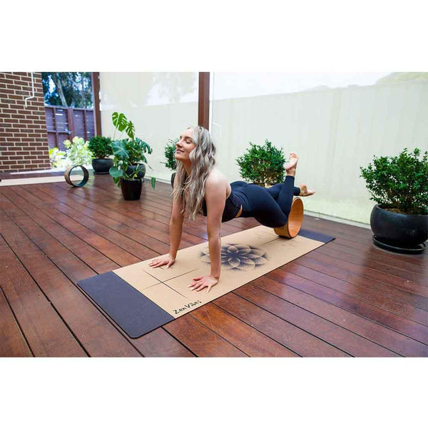 Premium Cork Yoga Mat with Rubber Back | Flower Of Life Elements | 4.5 mm - Zenvibes