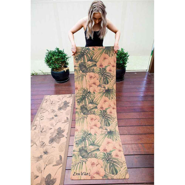 Premium Cork Yoga Mat with Rubber Back | Monstera | 4.5 mm - Zenvibes