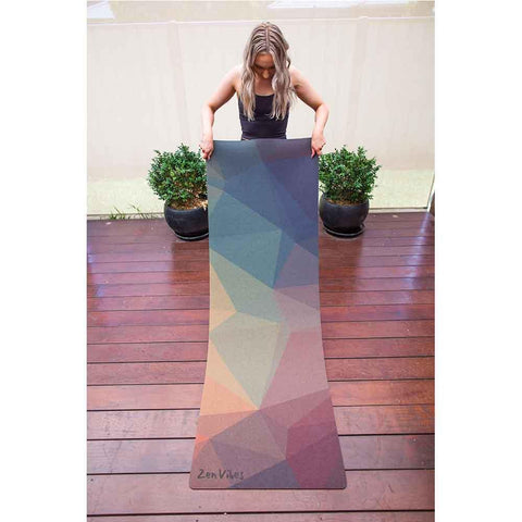 Premium Cork Yoga Mat with Rubber Back | Polygon Abstract | 4.5 mm - Zenvibes